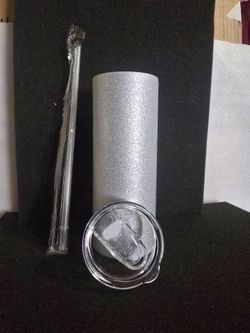 Tumbler 20oz Grey glitter stainless steel vacuum insulated