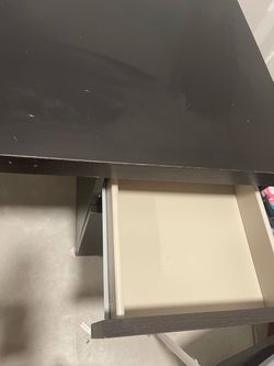 IKEA black-brown desk with drawer/cabinet storage