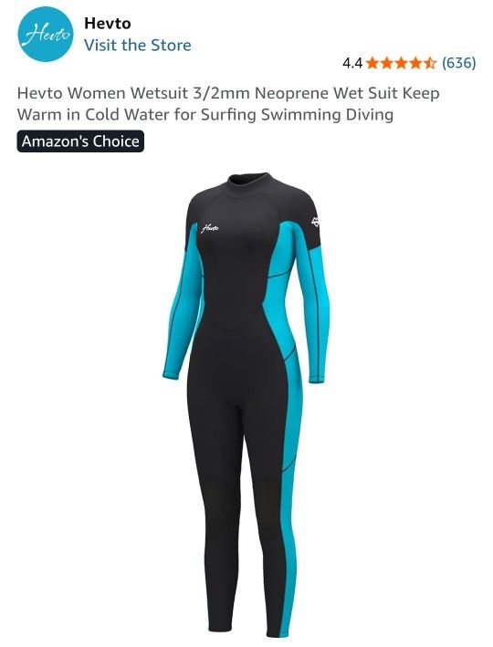 New, Women's WETSUIT HEVTO 3/2 mm sz 12