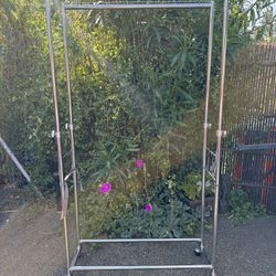 Two Tier Metal Rolling Garment Rack With Shelf! Super Useul And Space Saving...