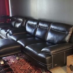 Two Black Couches Leather 