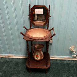 Wash Stand With Bowl And Pitcher