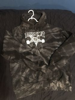 Black Tie dye thrasher hoodie MENS MEDIUM supreme rare hard to find skateboarding