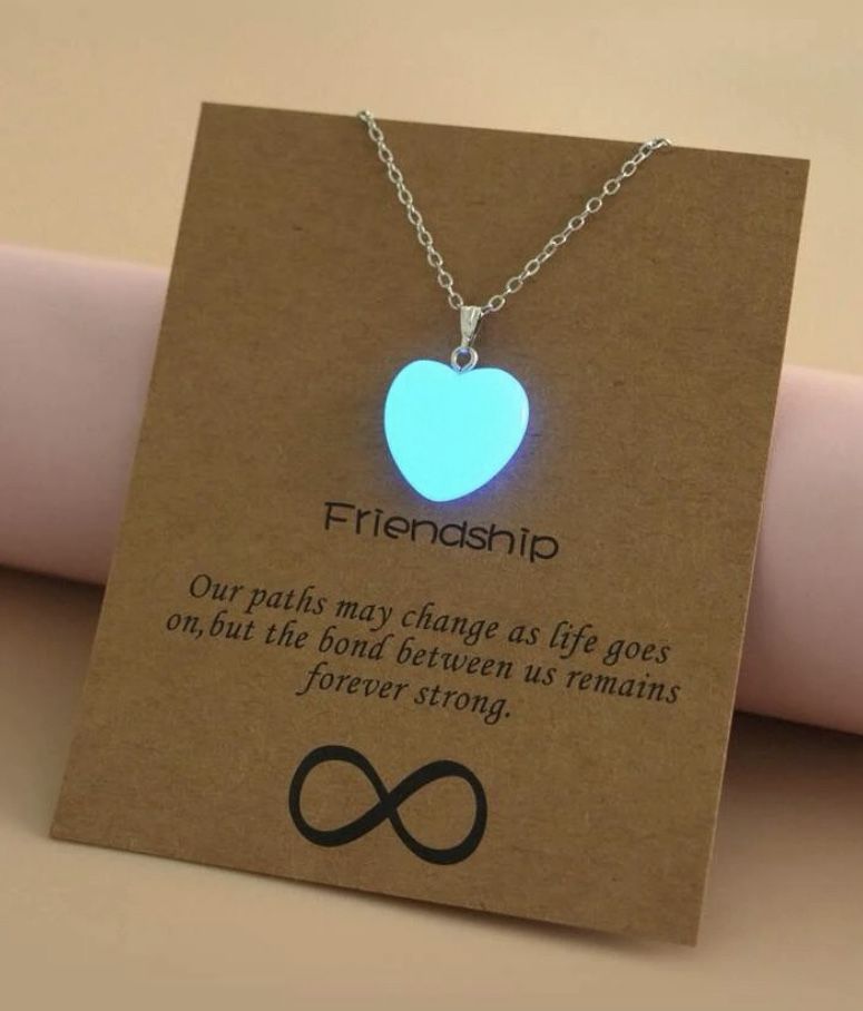 Glow In The Dark Heart Charm Necklace