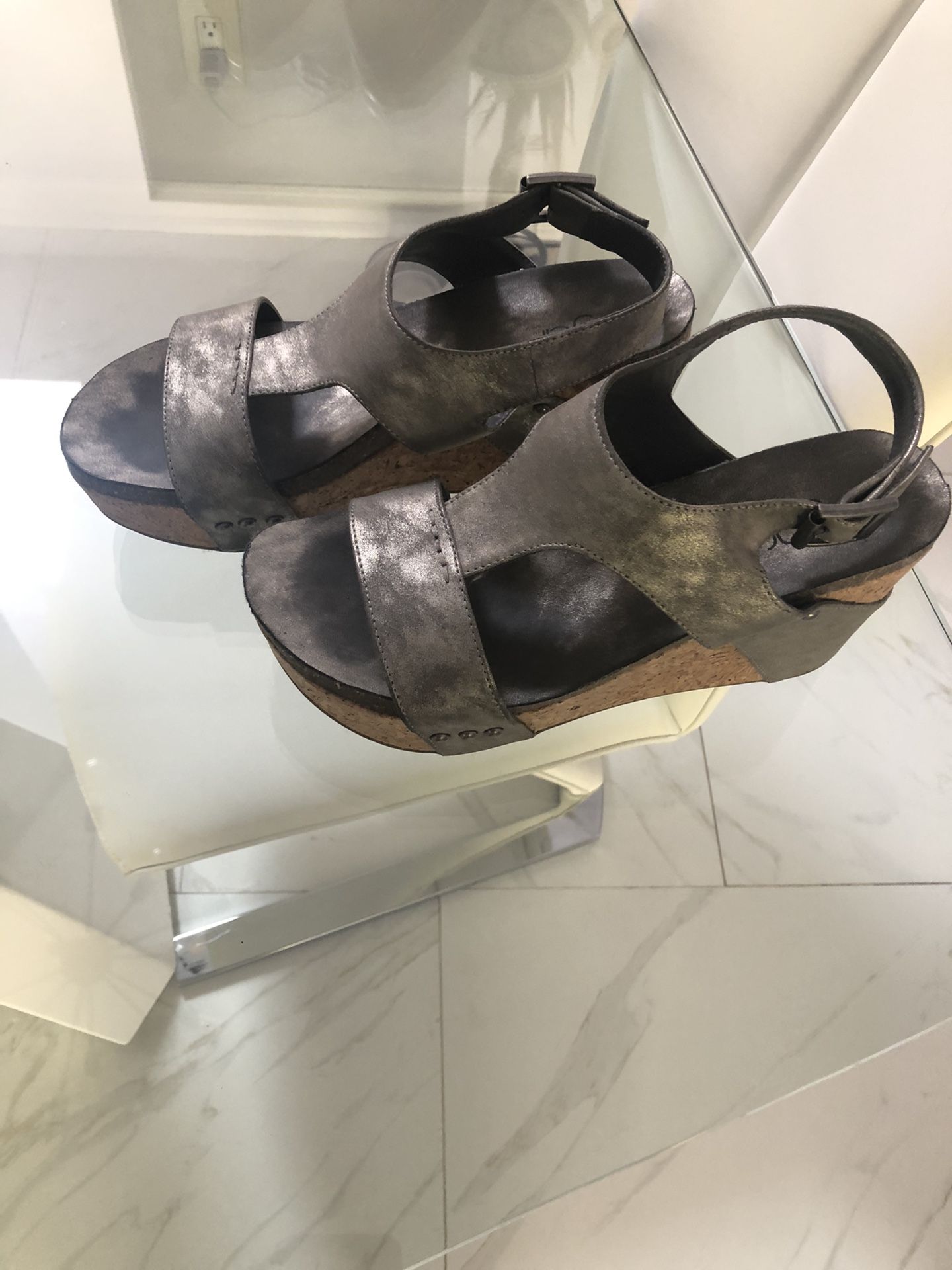 Leather Wedges Sandals Size 9  $30