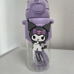 Kuromi water bottle with carrying strap