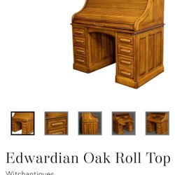 Oak Vintage Roll Top Desk