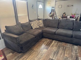 Dark grey Sectional Sofa with Nailhead Trim