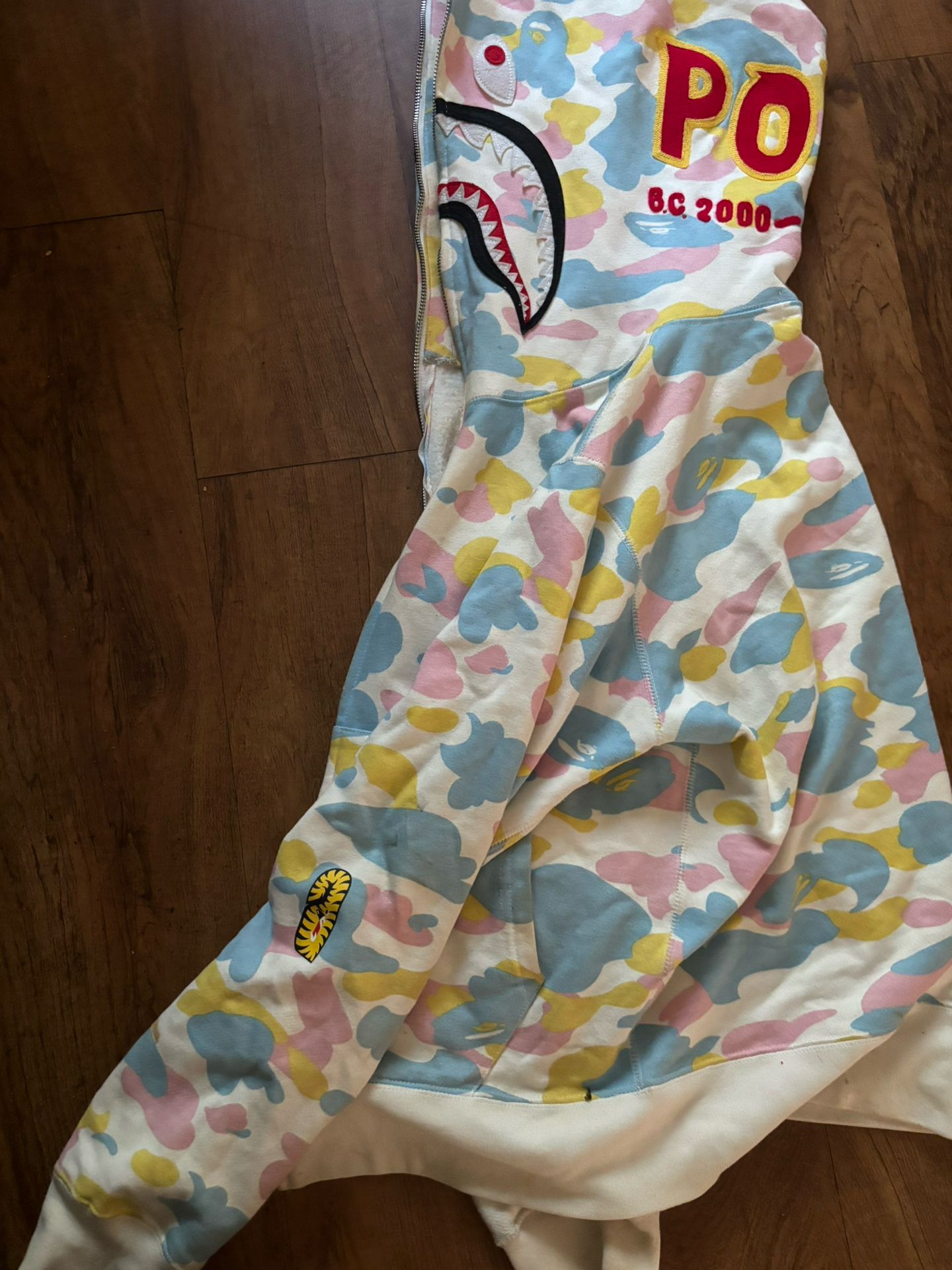 Ponr White Multi-Color Bape Hoodie 