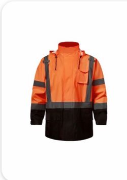Small/Medium Rain Jacket for Men Reflective, High Vis Construction Work...