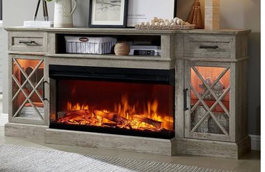 Farmhouse Electric Fireplace TV Stand