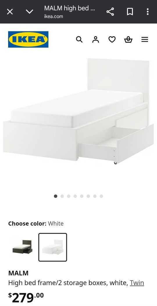 White Ikea Twin Size Bed For $95