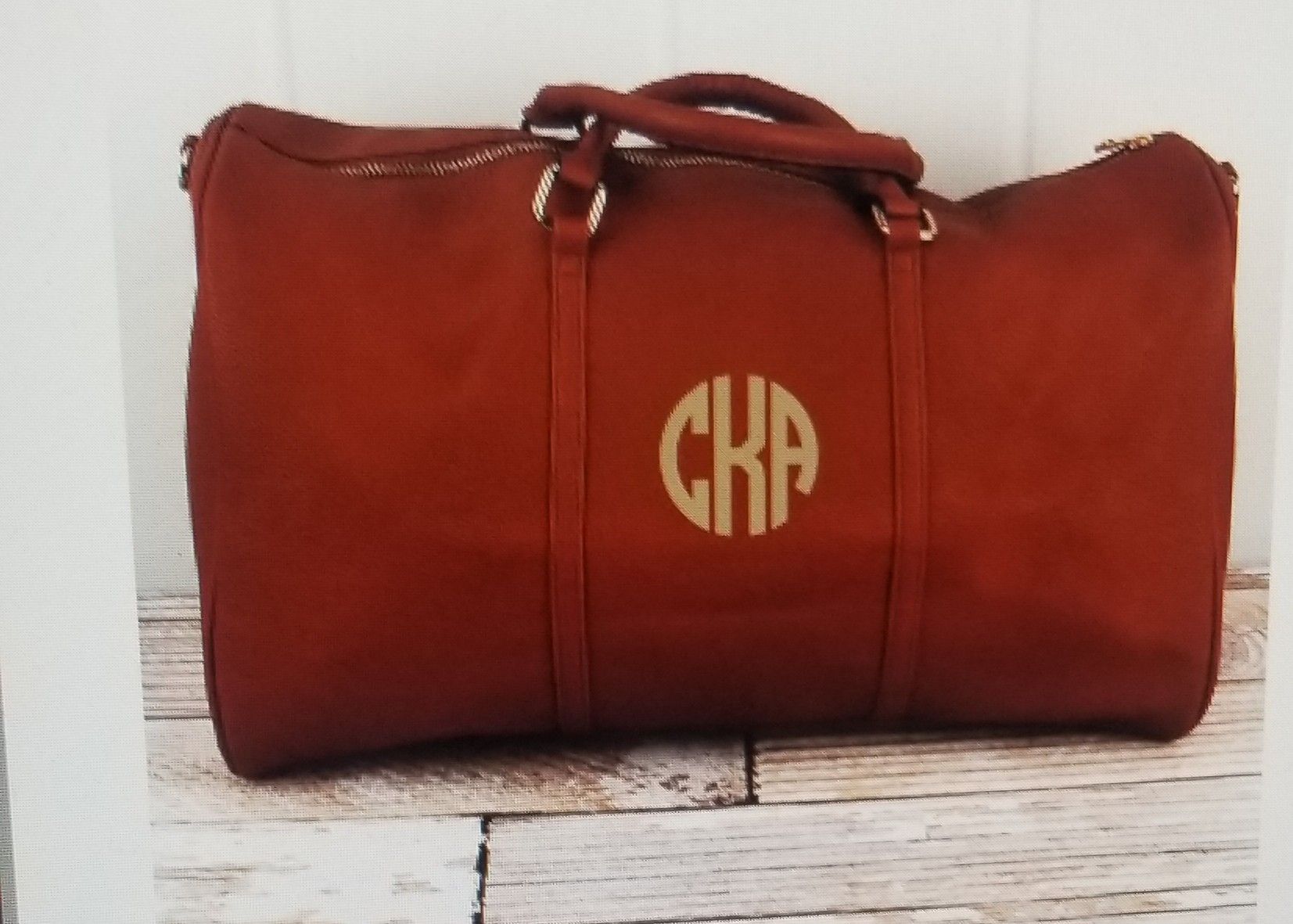 Leather duffle bag