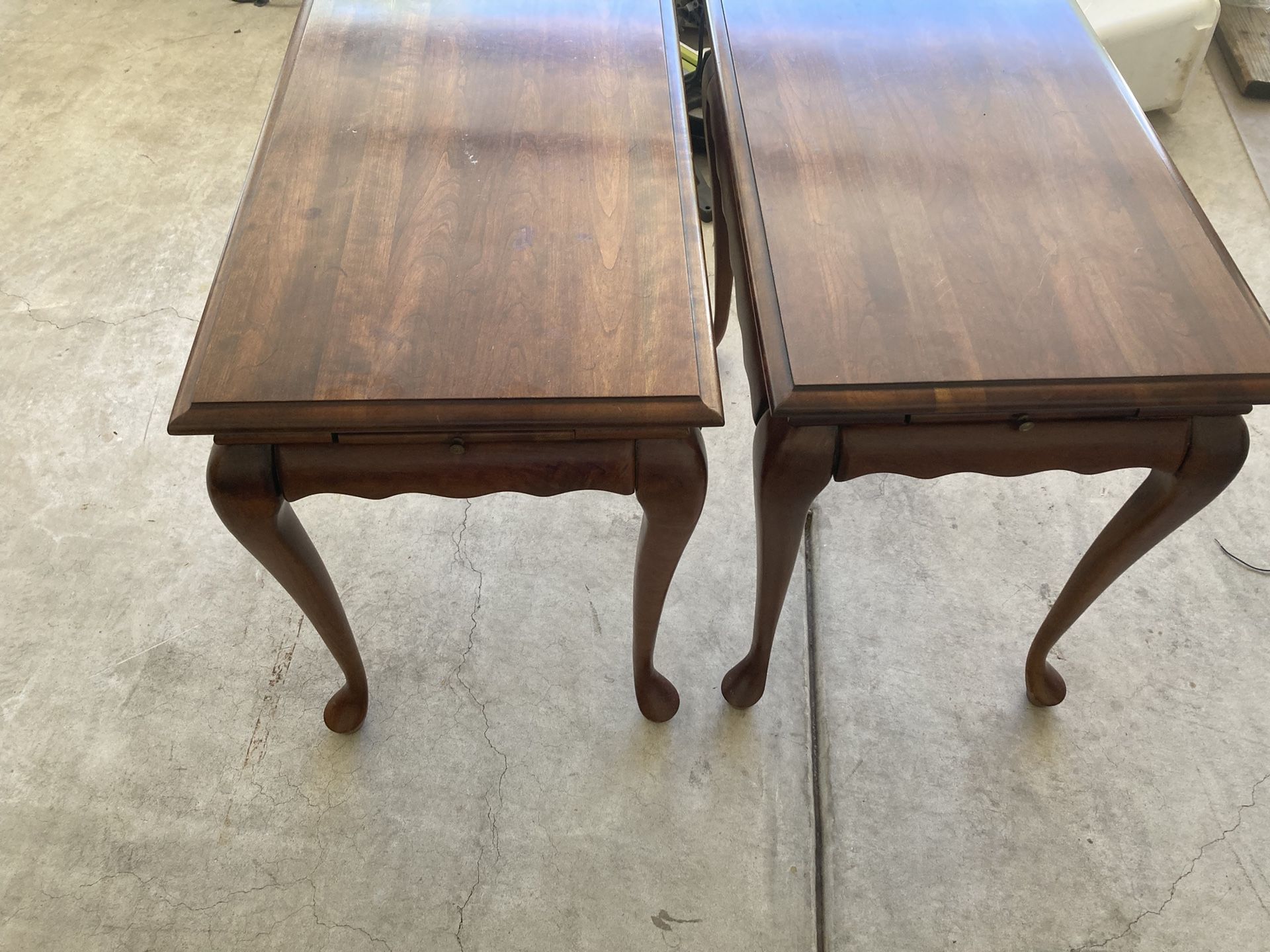 Two End Tables With Sliding Shelves