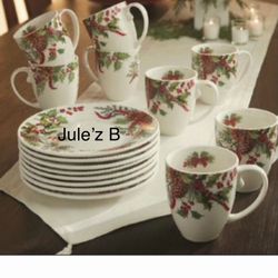 Princess House Juego De 8 Tazas Y 8 Platos Navideños Nuevos En Sus Cajas 