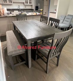 Dining table set with bench