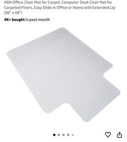 Office Chair Mat for Carpet, Computer Desk Chair Mat for Carpeted Floors, Easy Glide in Office or Home with Extended Lip (36” x 48”)