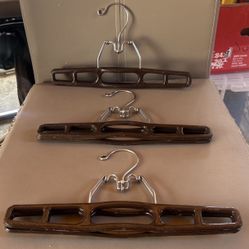 Set of 3 Brown Heavy Duty Plastic and Metal Pants Hangers for Adults