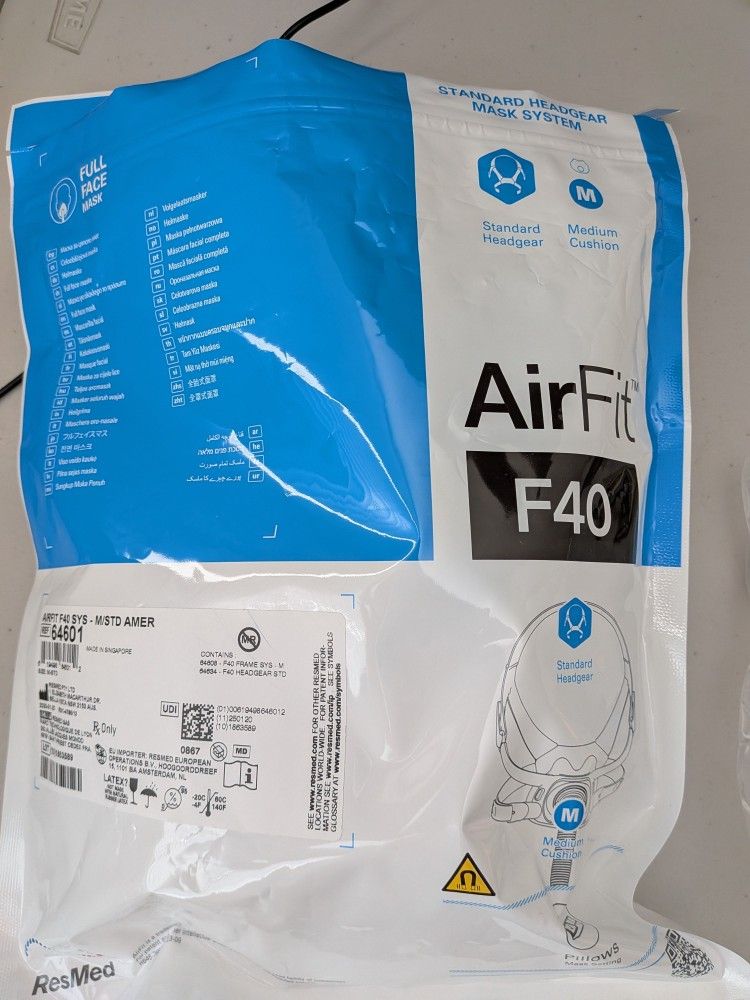 Resmed Airfit F40 Full Face Cpap Mask Complete System - Medium Cushion Standard Headgear