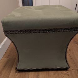 Olive Green Suede Ottoman