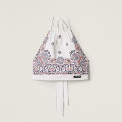 Miu Miu Printed Poplin Halter Top