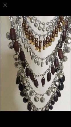 Multilayered silver necklace