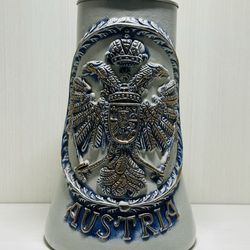 Austria Beer Stein Hand Painted by Original King Cobalt Blue Rare Vintage