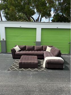 Sectional Couch Sofa - Cindy Crawford - Gray Suede