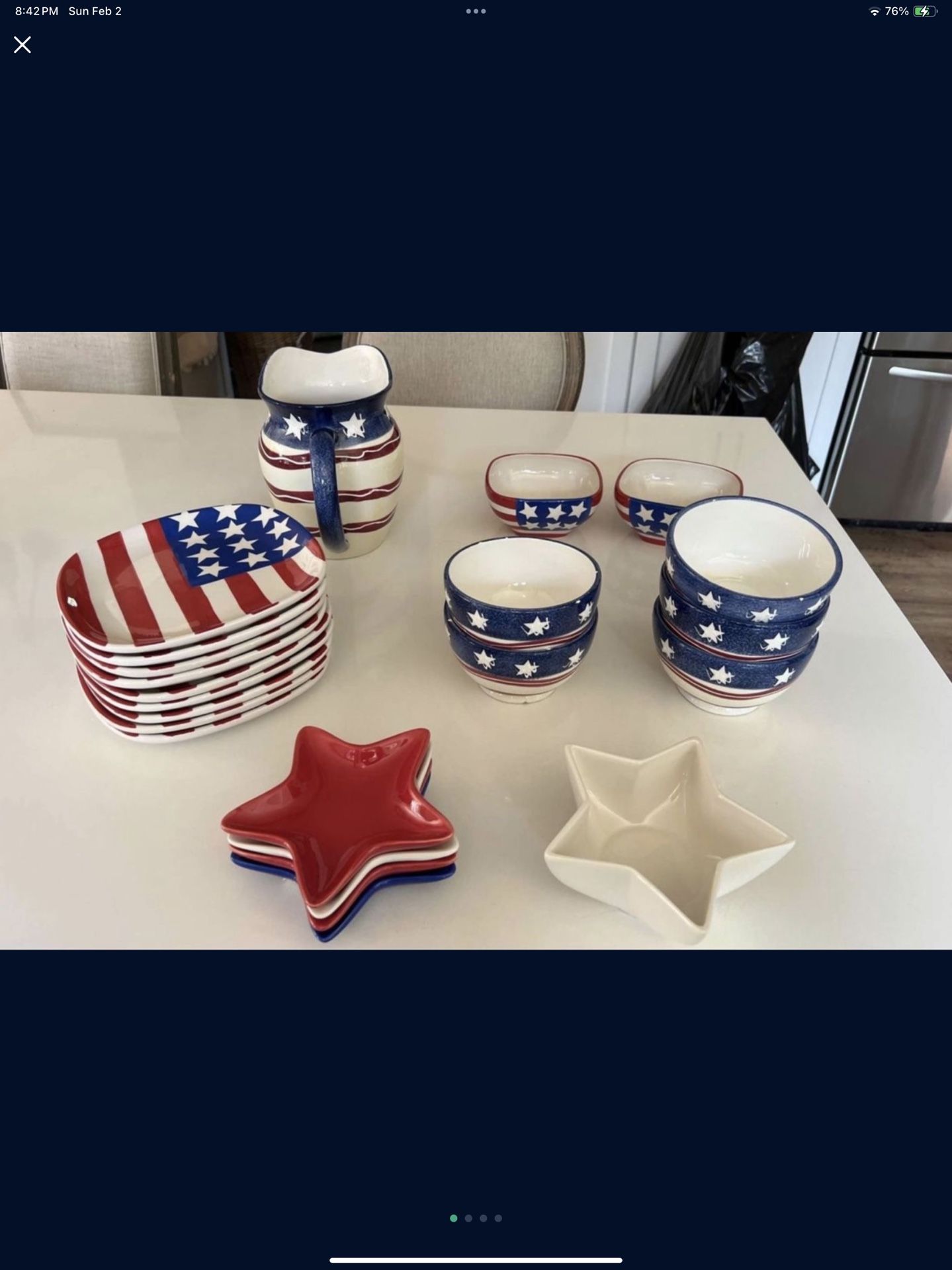 HD DESIGN Fourth of July ceramic serving set Plates Dishes Pitcher