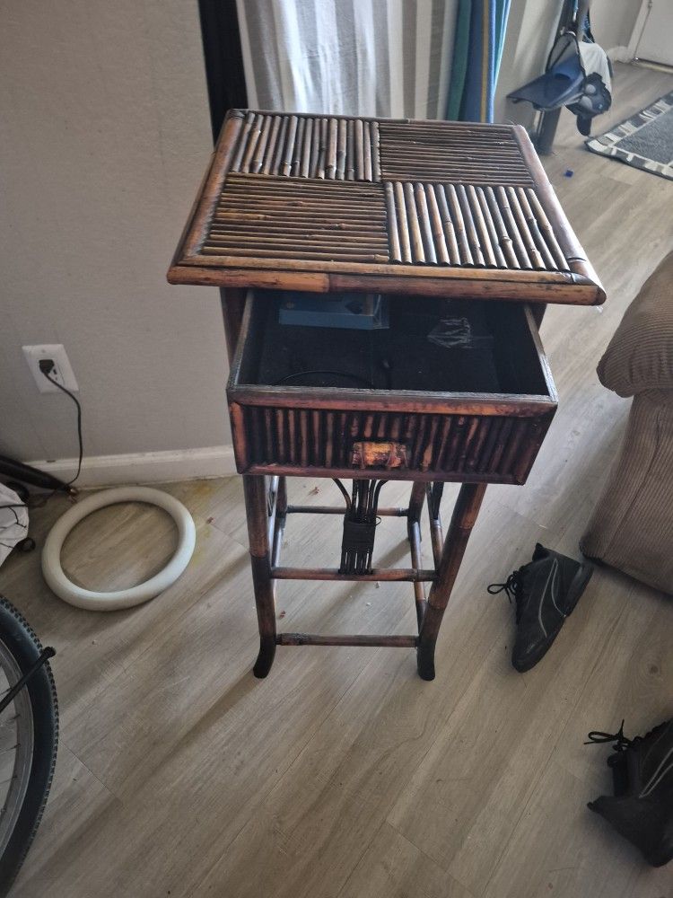 Tall Bamboo Plant Stand With Drawer