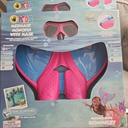 Pink Mermaid Monofin With Mask