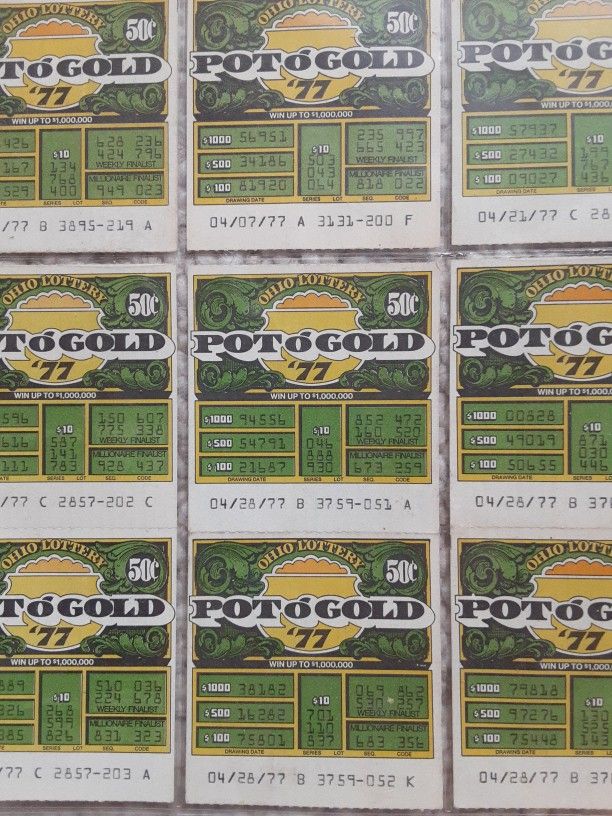 (18) Vintage Ohio Lottery Tickets 1977 POT O" GOLD