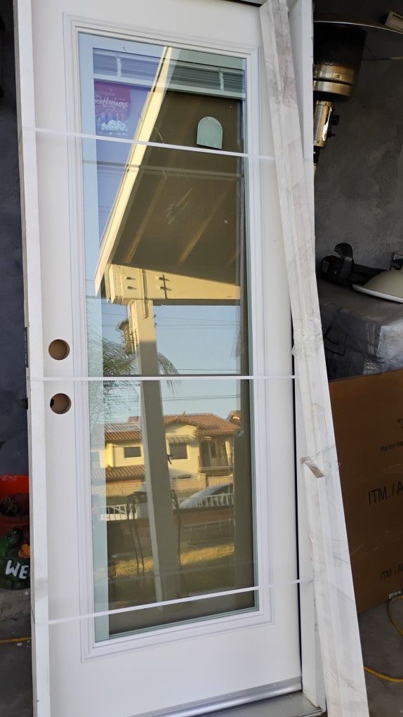 30x80 Exterior Door Fiberglass Right Hand Mini Blinds And Molding OutsideWide Frame Special Order Door