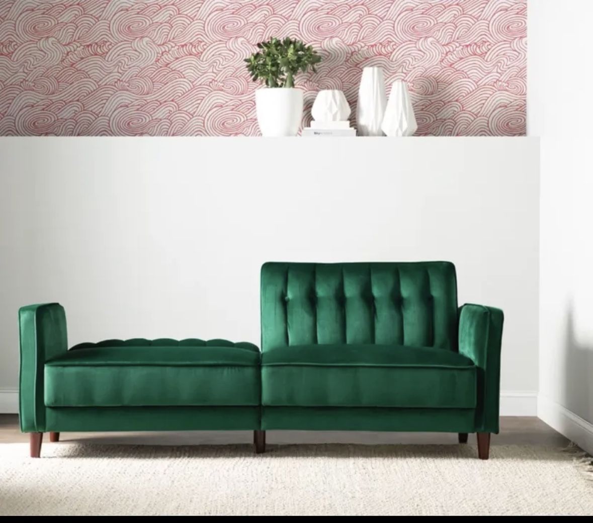 Velvet Green Couch - WILLA ARLO INTERIORS Nia Sleeper Green Velvet Couch /Fulton About L81”x D 31” Originally $$$$ From a no pets nor smoke house Wi