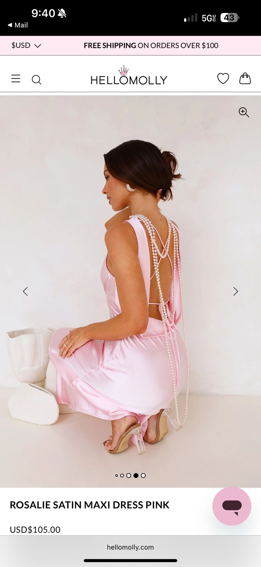 ROSALIE SATIN MAXI DRESS PINK