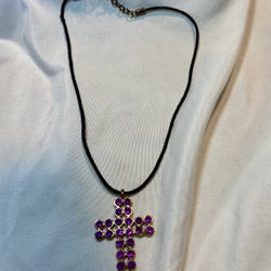 Purple stone cross necklace