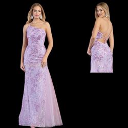 New With Tags Lilac Floral & Sequin Long Formal Dress & Prom Dress $215