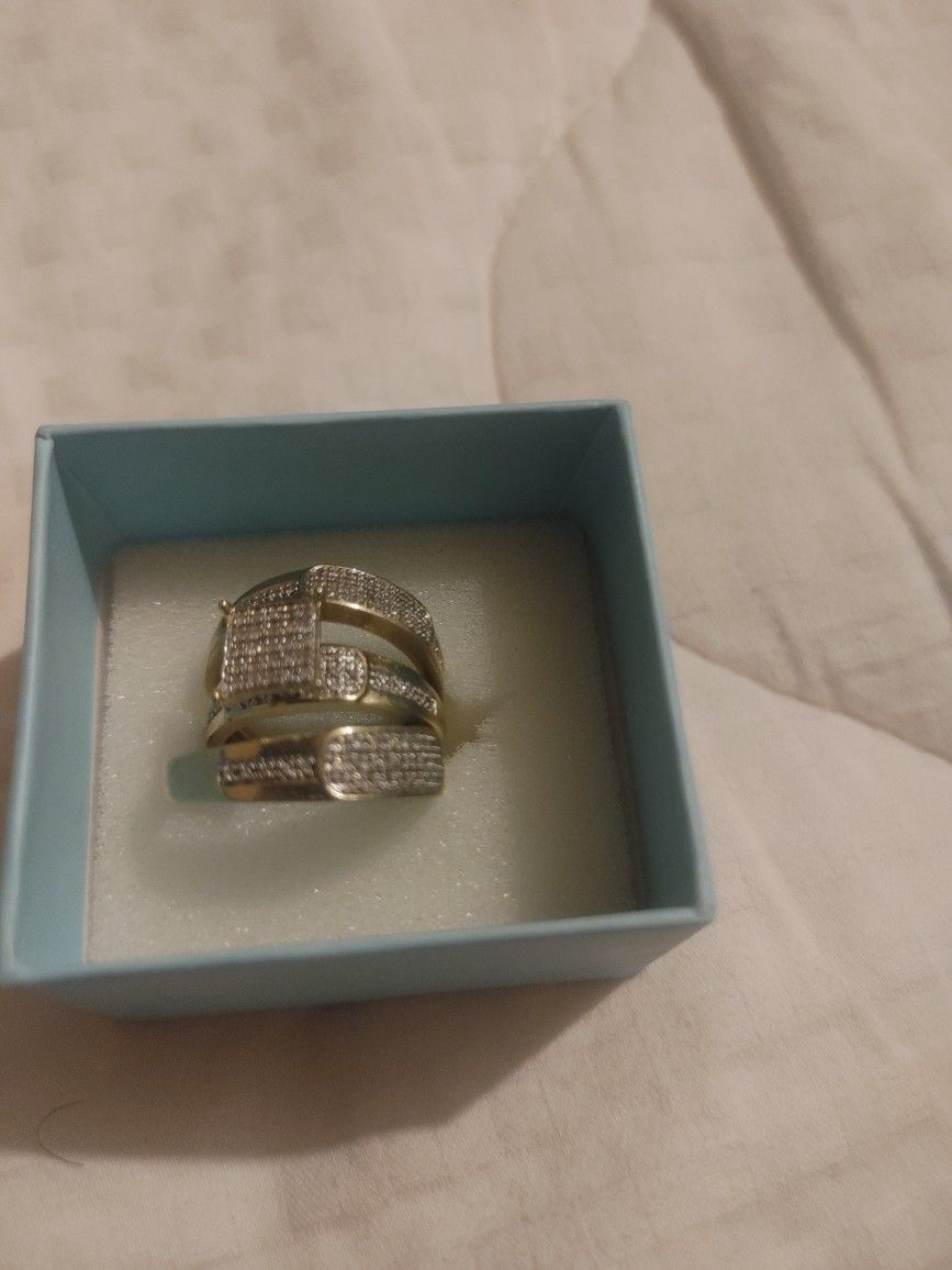 3 Piece Engagement Ring And Wedding Bands
