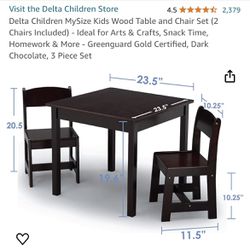 Kids Brown Table With 2 Chairs