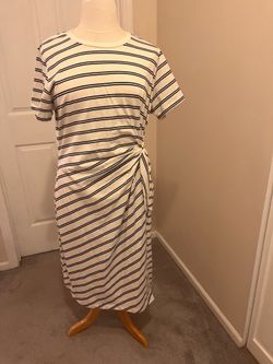 White and blue striped dress with side knot, size: XL $20 cash only. Cross posted