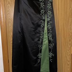Long Prom Black Green Dress Size 18