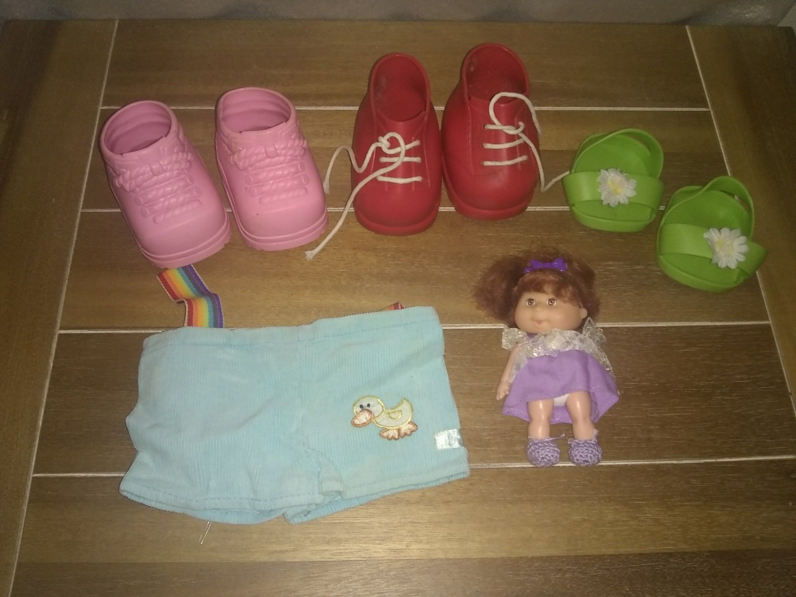 Vintage Lot of Cabbage Patch Kids Shoes, Shorts and Small Doll