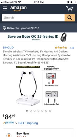 Wireless TV Headset Simolio Brand