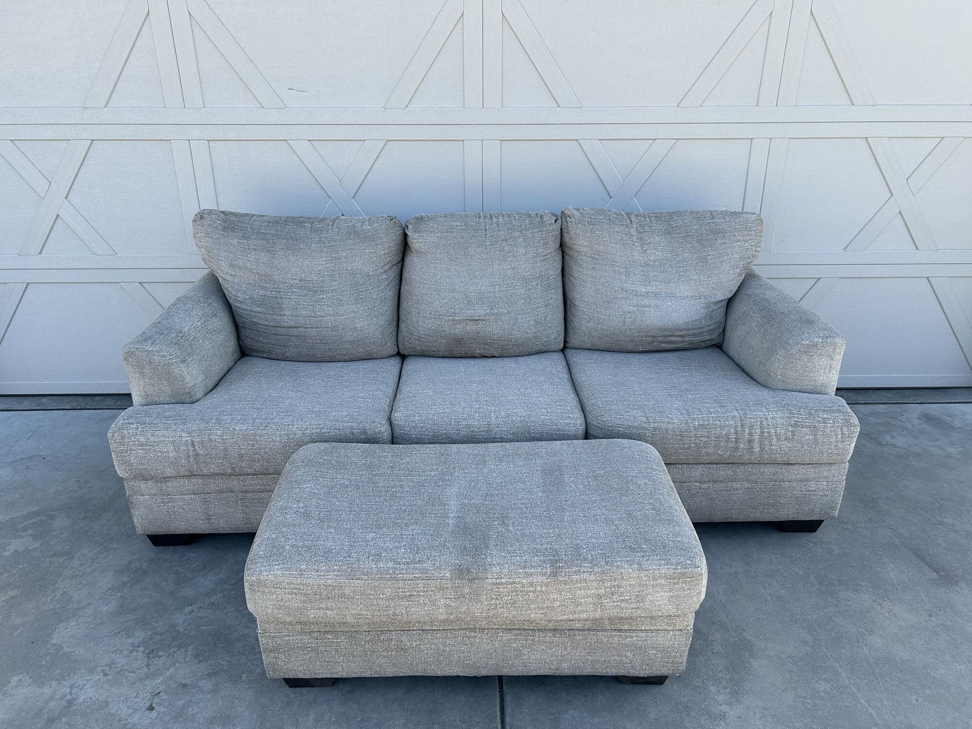 Grey Couch And Ottoman