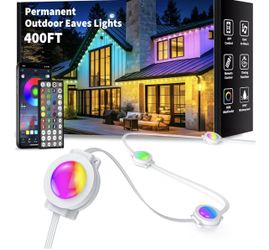 YIBULAYIN 400FT Permanent Outdoor Lights Waterproof, Smart RGB Eaves Lights with App/Remote Control, DIY Scene Modes, LED Outdoor Lighting