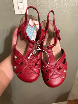 Red Leather Strappy Sandals with Tags size 7