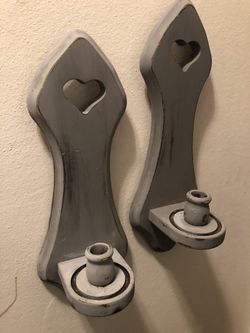 Grey candle holders pair