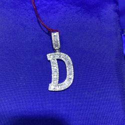 14KT White Gold “D” Pendant 