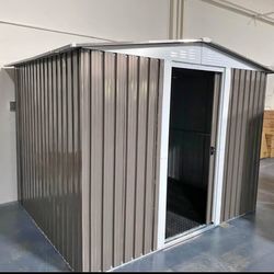Sales $350!!!  (New in box need assemble) 6’ L x 8’ W x 6.3’ H Metal galvanized steel Storage Shed Outdoor Garden Backyard 6x8 Storage 