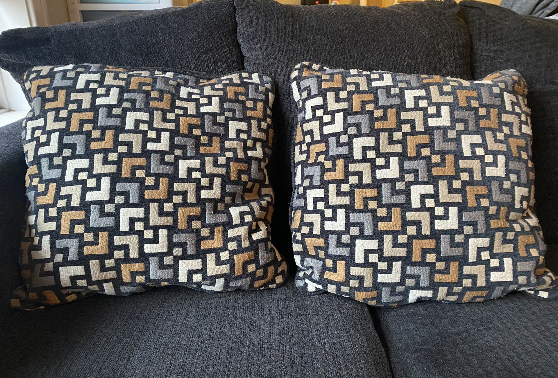2 Navy Blue Geometric Design Throw Pillows